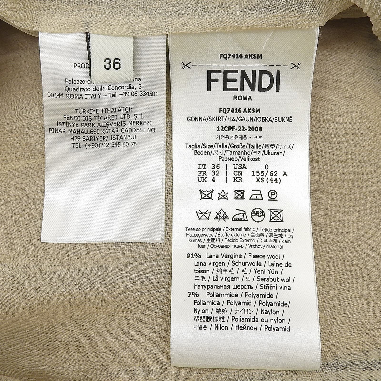 Fendi Fendi Fendi Houndstooth Wool Skirt Others Skirts FQ7416 DUTY FREE for USA Size ONE SIZE - 6 Thumbnail