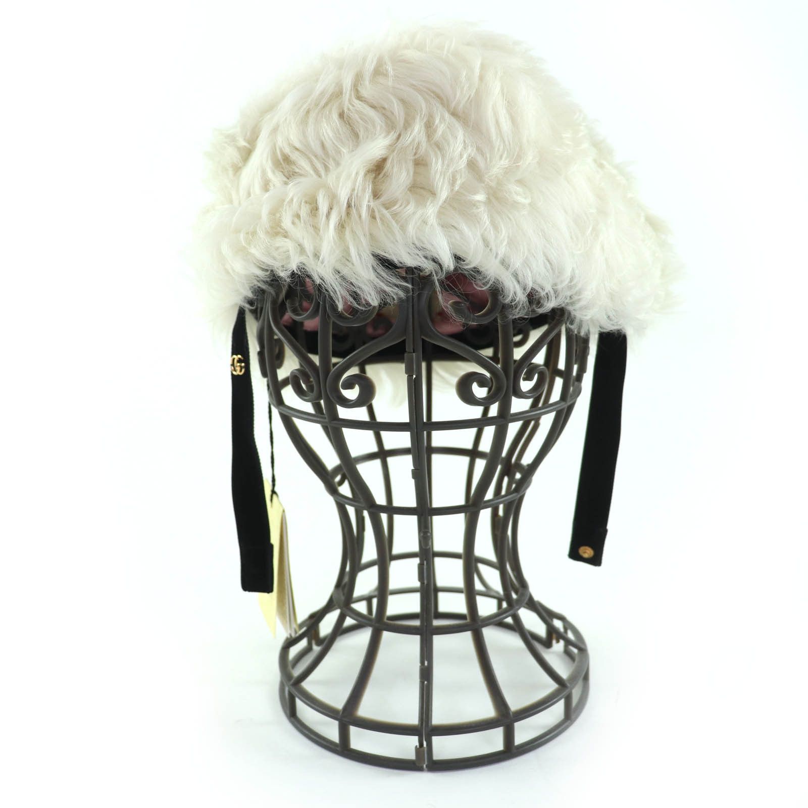 Gucci Gucci Gucci GGMetal Lamb Fur Hat Natural Material Hats 763498 DUTY FREE for USA Size ONE SIZE - 3 Thumbnail