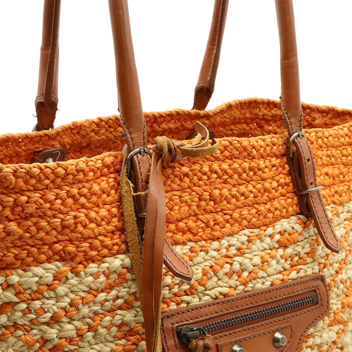 Balenciaga Balenciaga Balenciaga Raffia Leather 2way Bag 286370 Natural Material Tote Bag 286370 DUTY FREE for USA Size ONE SIZE - 8 Thumbnail