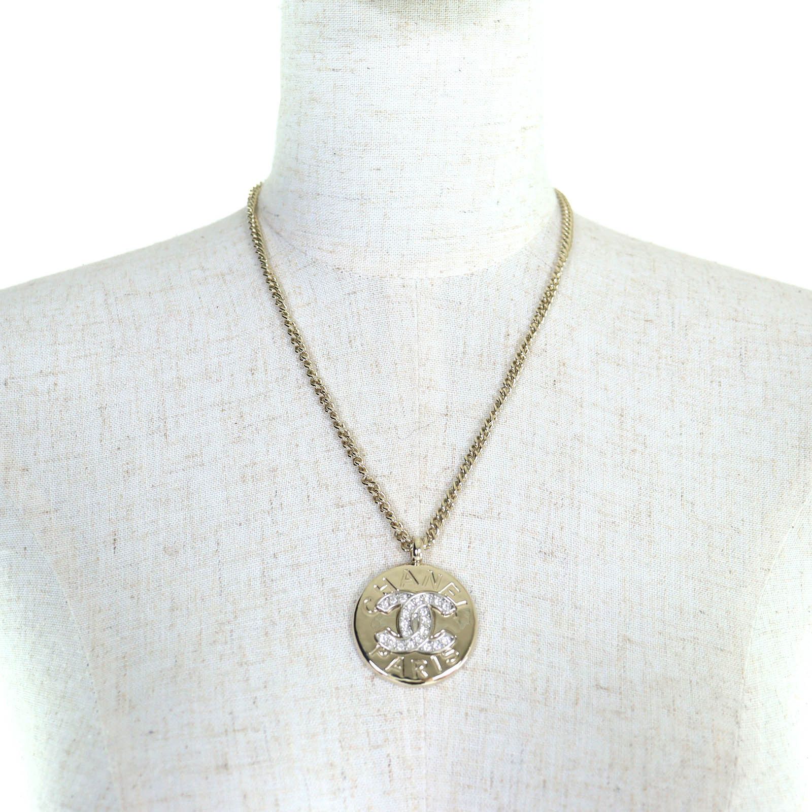 Chanel Chanel Chanel COCO Mark Rhinestone Logo Medal Necklace Metal Necklace DUTY FREE for USA Size ONE SIZE - 3 Thumbnail