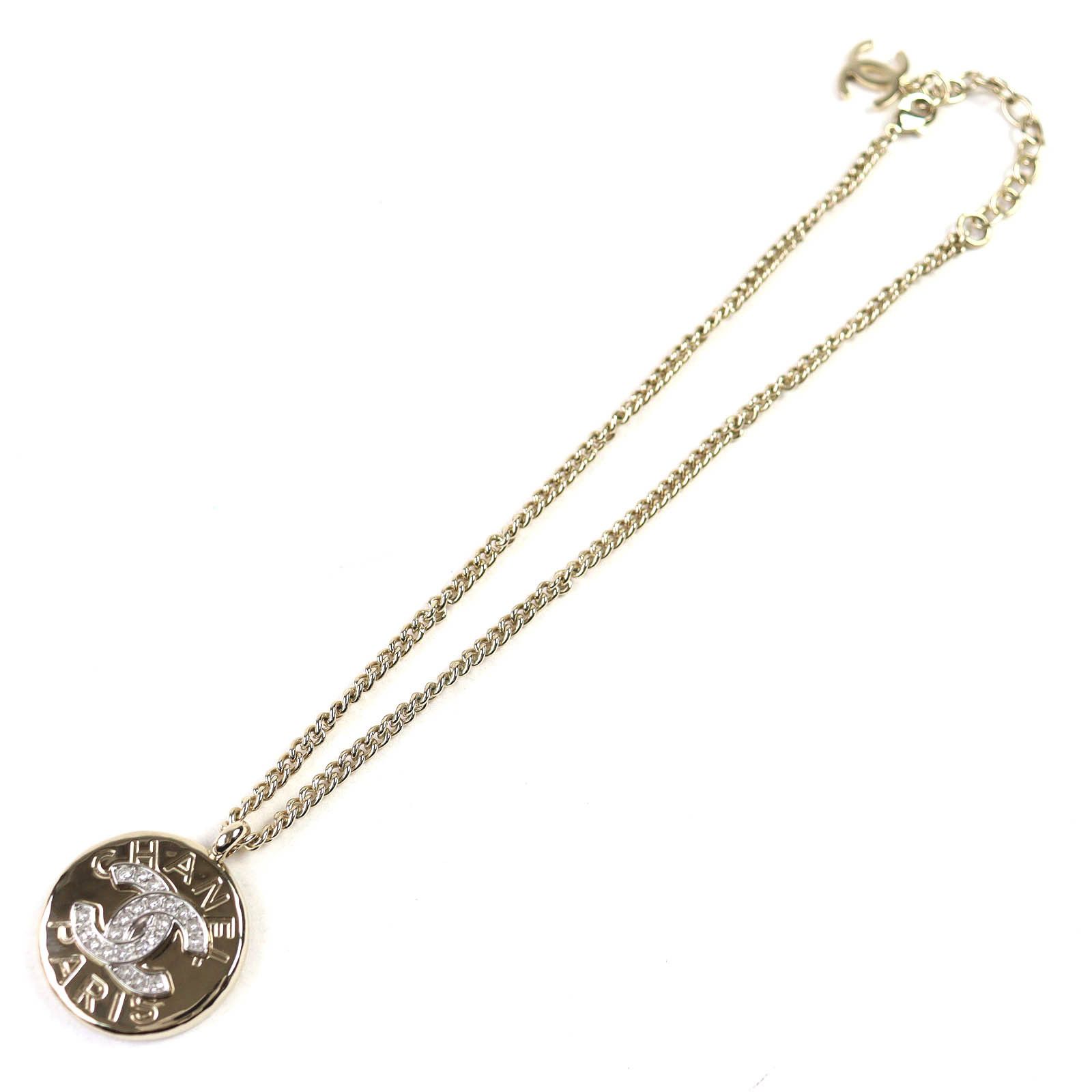 Chanel Chanel Chanel COCO Mark Rhinestone Logo Medal Necklace Metal Necklace DUTY FREE for USA Size ONE SIZE - 4 Thumbnail