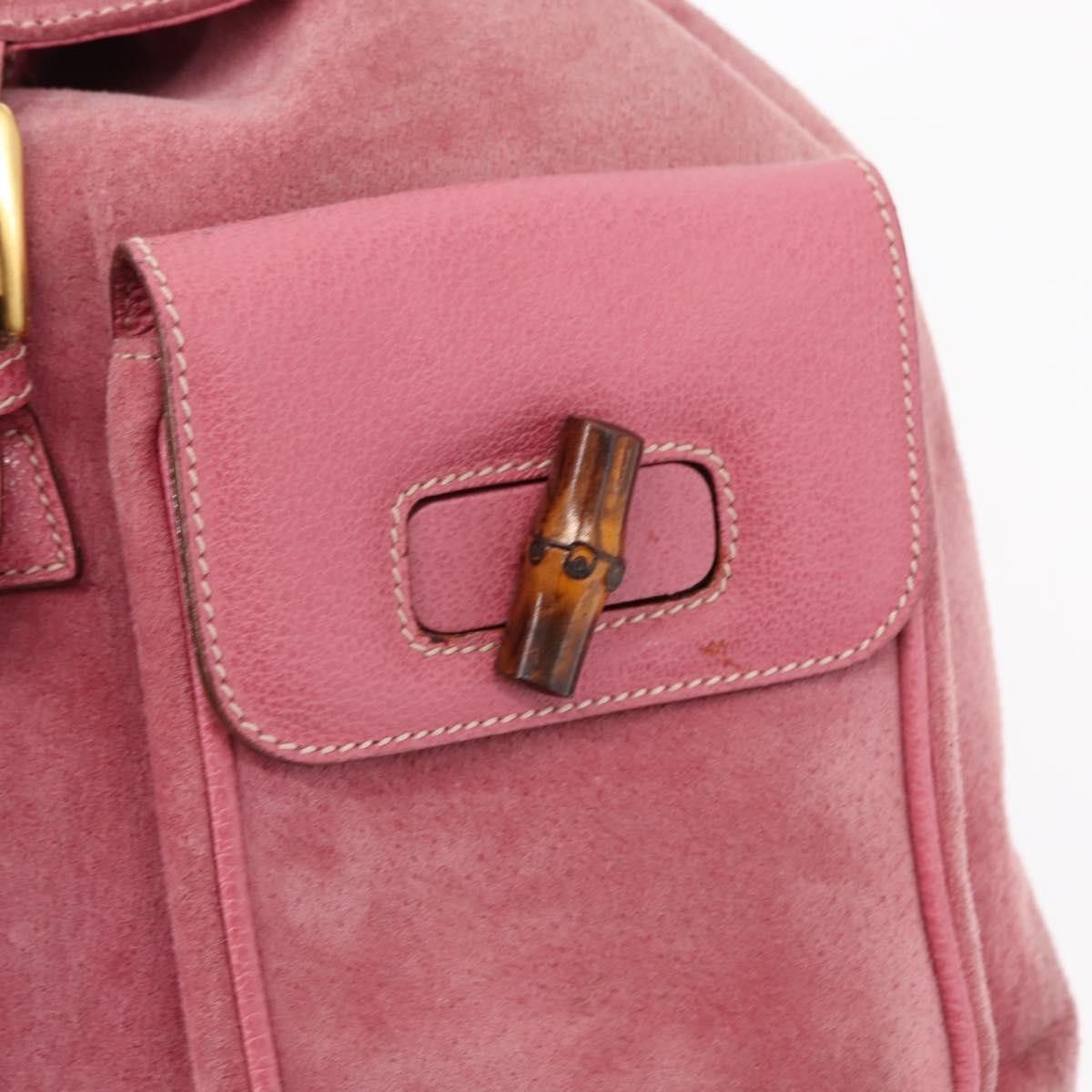 Gucci Gucci Vintage Bamboo Backpack Suede Size ONE SIZE - 20 Thumbnail