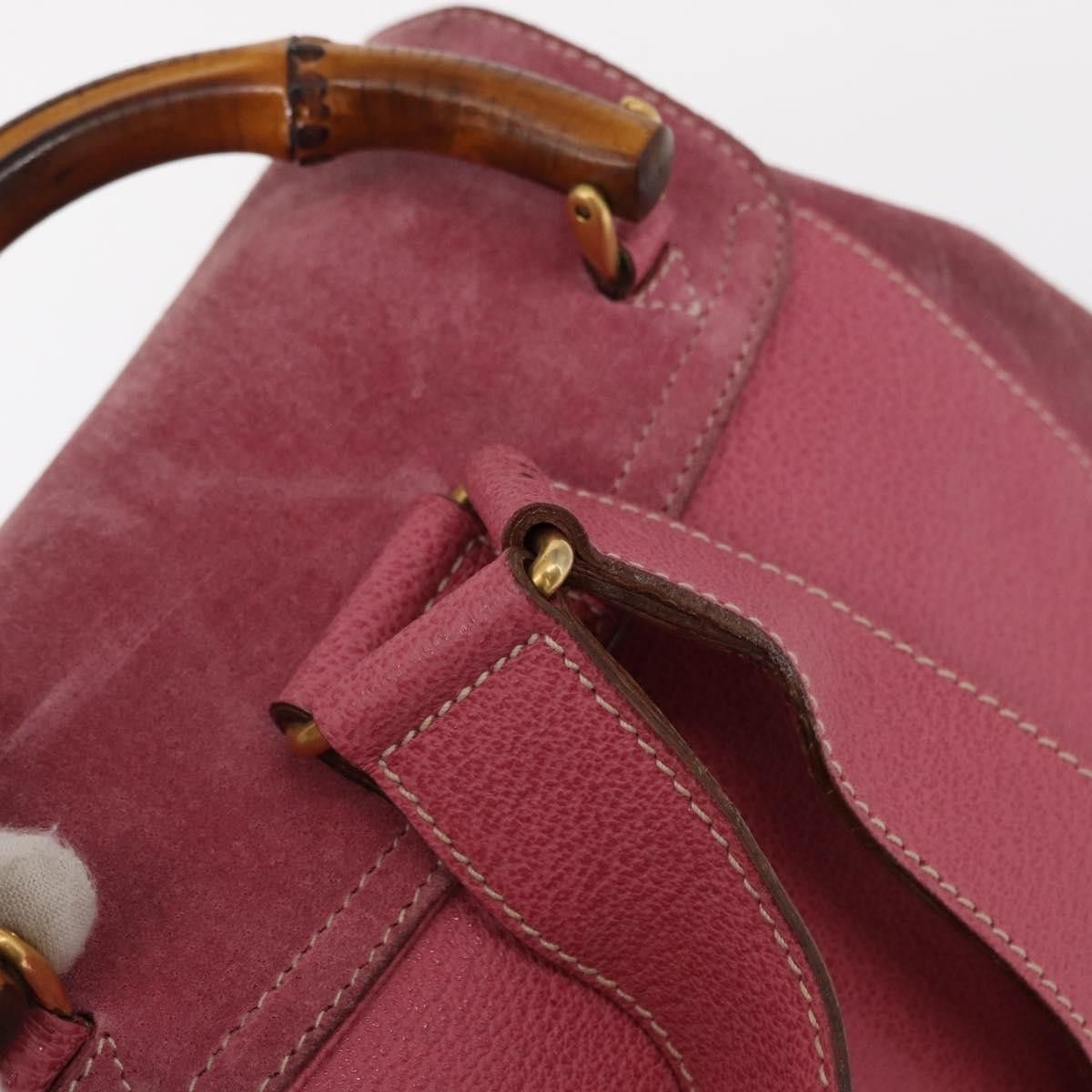 Gucci Gucci Vintage Bamboo Backpack Suede Size ONE SIZE - 16 Thumbnail