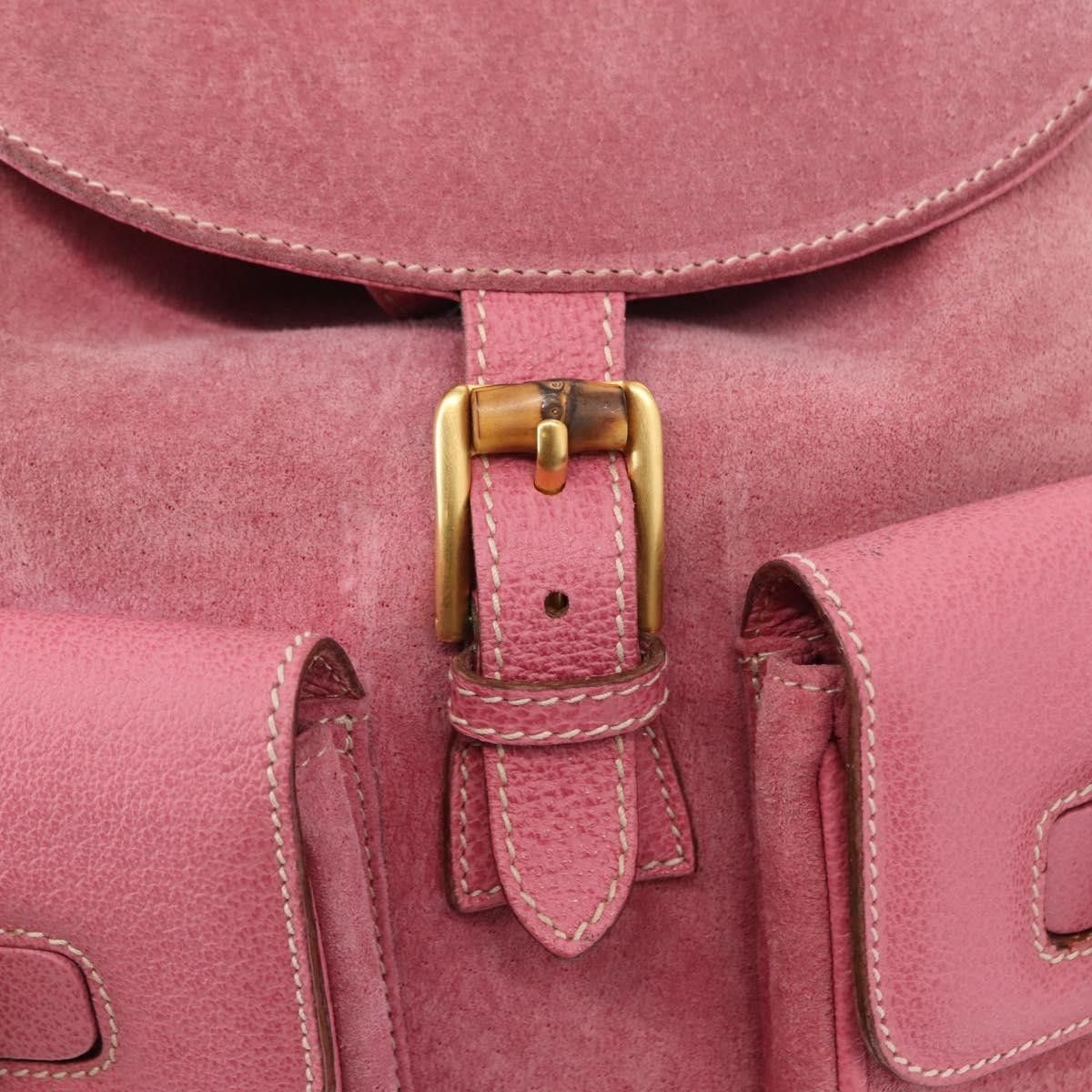 Gucci Gucci Vintage Bamboo Backpack Suede Size ONE SIZE - 13 Thumbnail