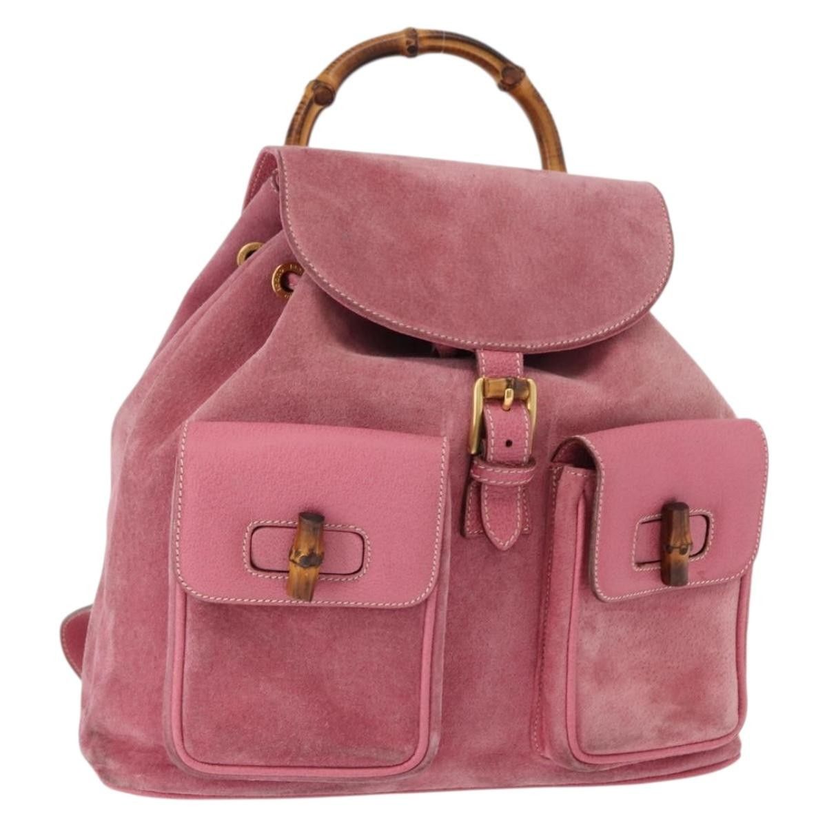Gucci Gucci Vintage Bamboo Backpack Suede Size ONE SIZE - 21 Thumbnail
