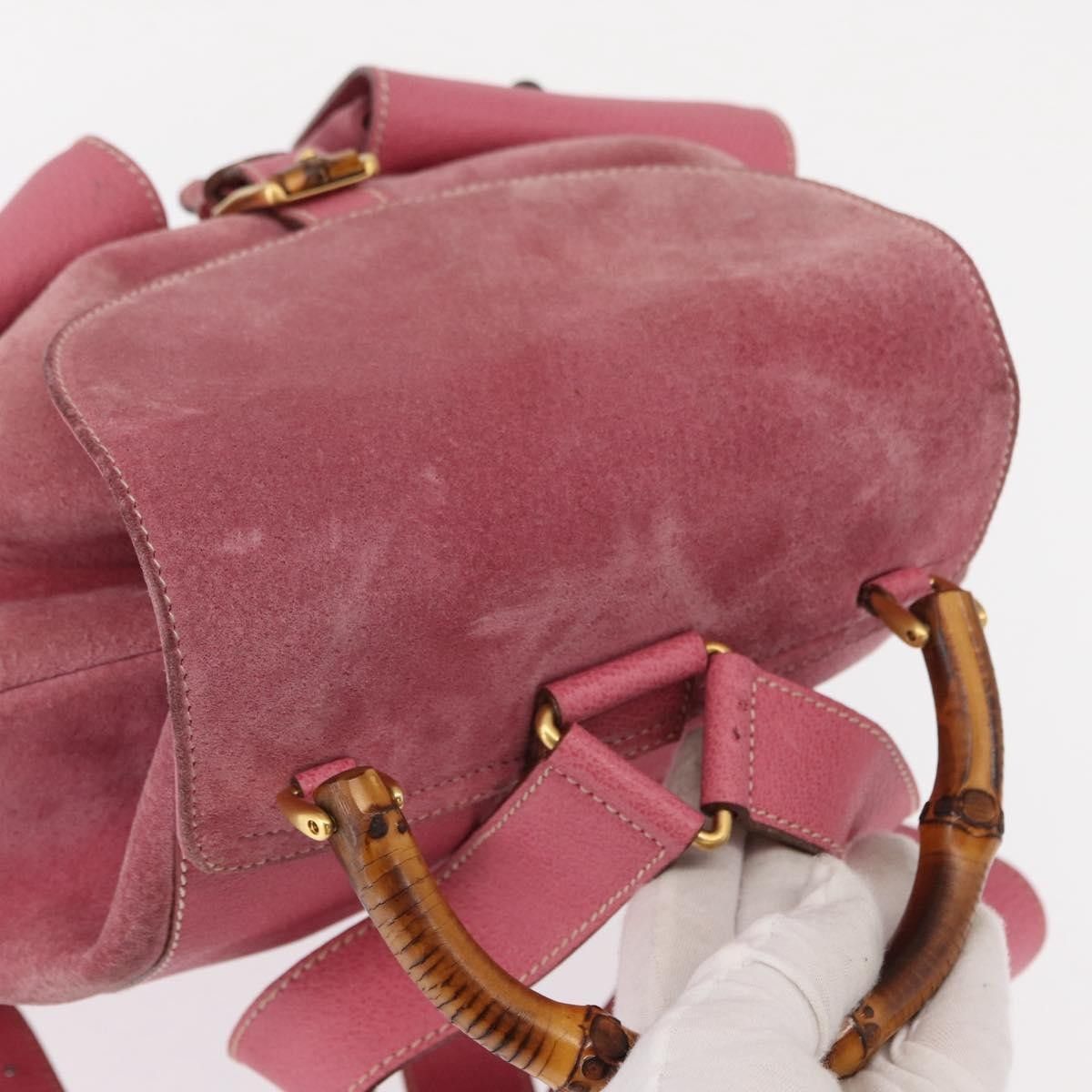 Gucci Gucci Vintage Bamboo Backpack Suede Size ONE SIZE - 14 Thumbnail