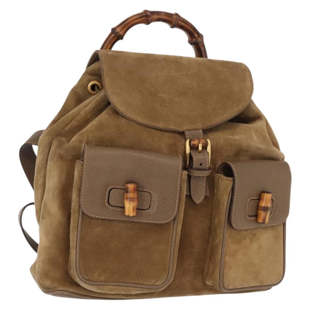 Gucci Gucci Vintage Bamboo Backpack Suede Size ONE SIZE - 15 Thumbnail