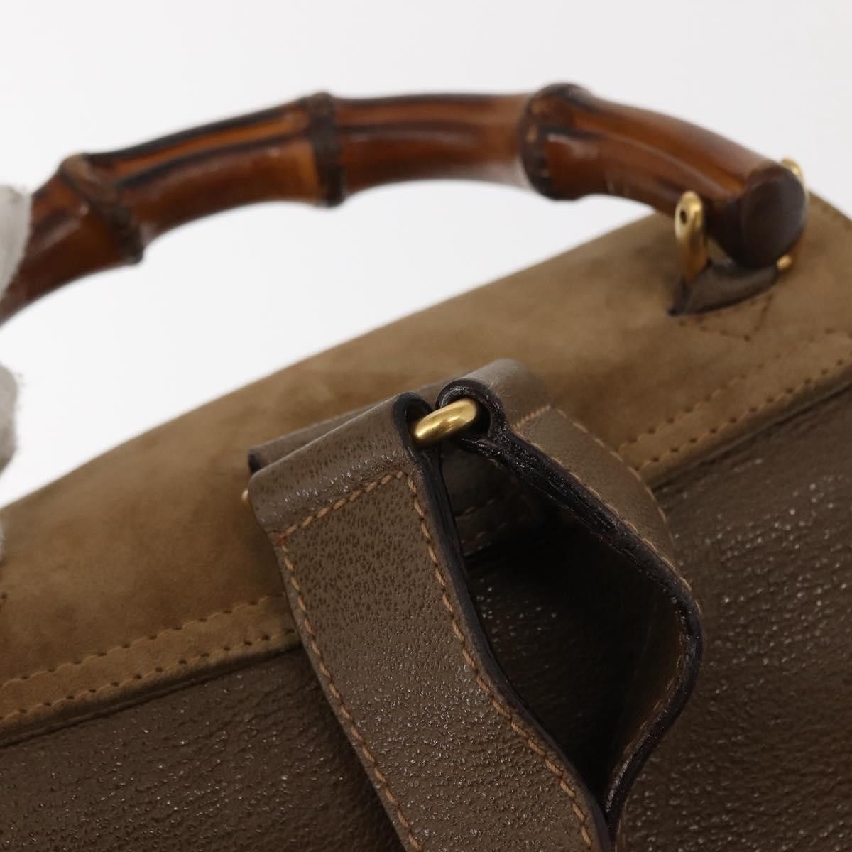 Gucci Gucci Vintage Bamboo Backpack Suede Size ONE SIZE - 18 Thumbnail