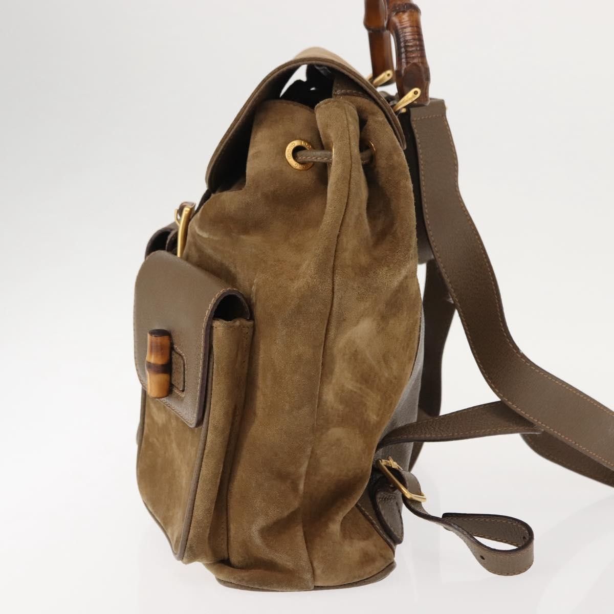 Gucci Gucci Vintage Bamboo Backpack Suede Size ONE SIZE - 3 Thumbnail