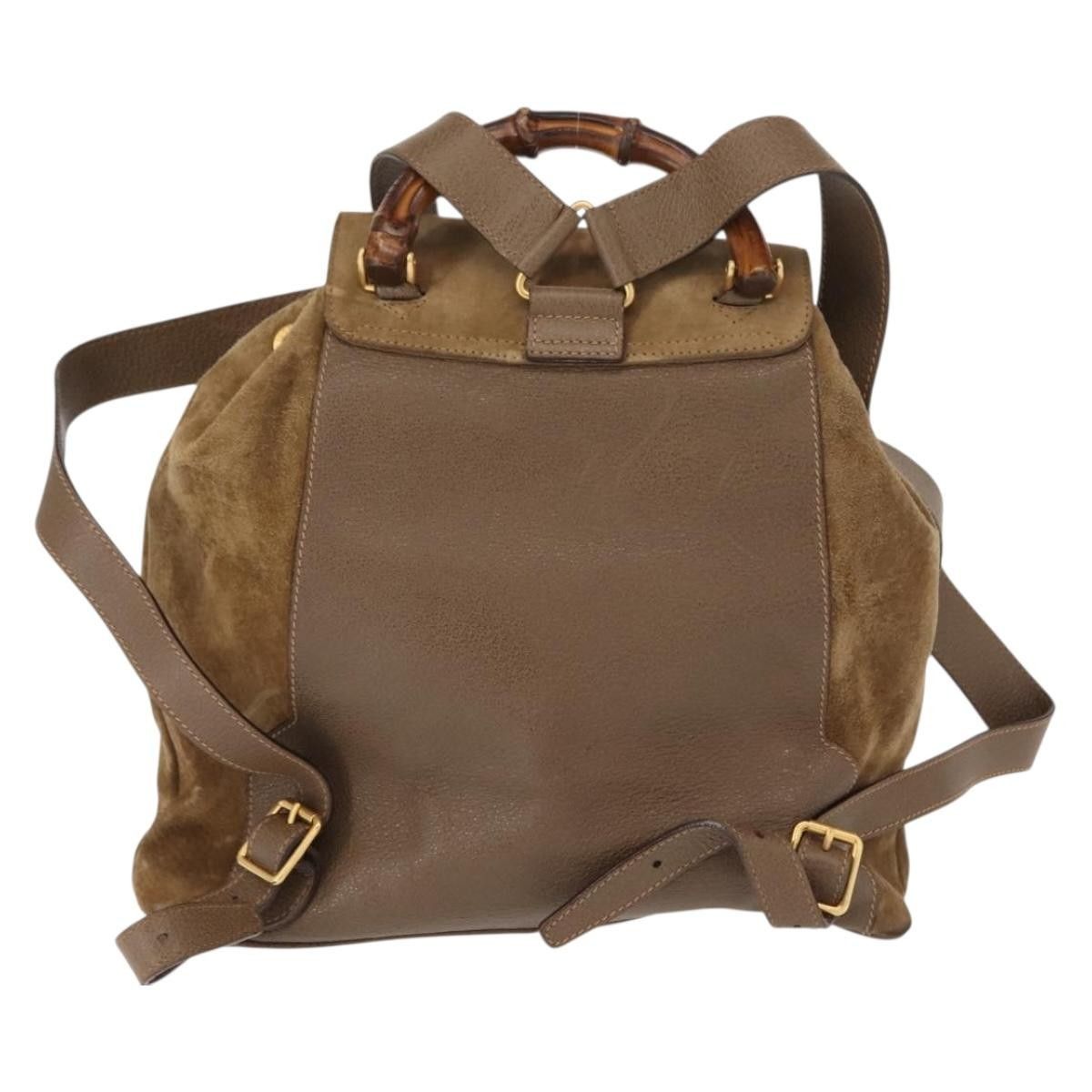 Gucci Gucci Vintage Bamboo Backpack Suede Size ONE SIZE - 2 Thumbnail