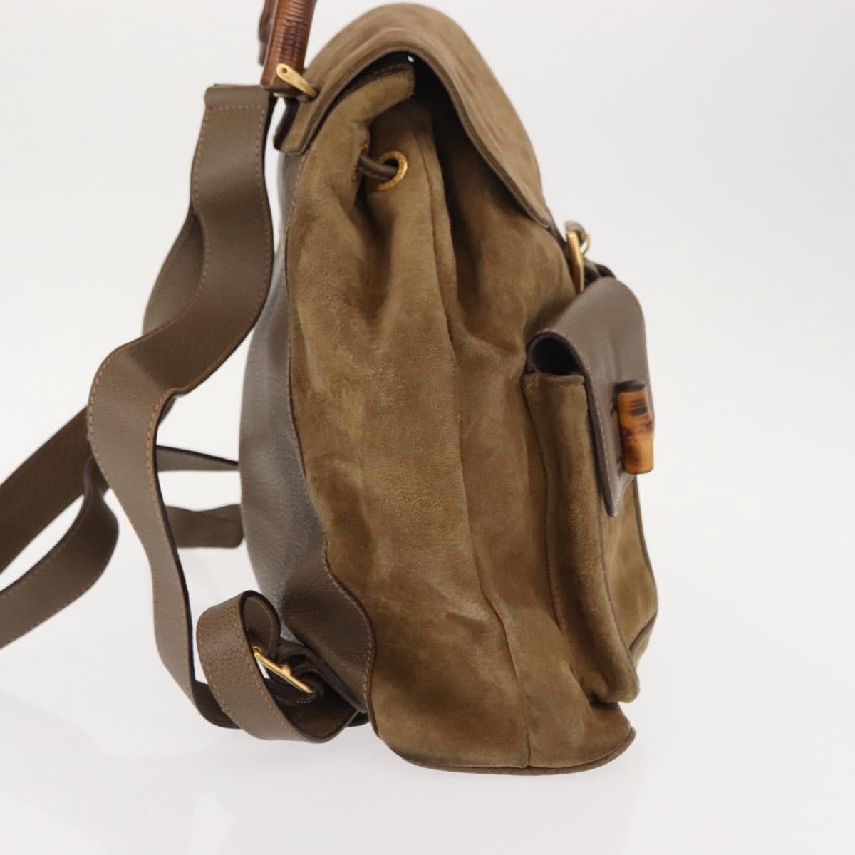 Gucci Gucci Vintage Bamboo Backpack Suede Size ONE SIZE - 4 Thumbnail