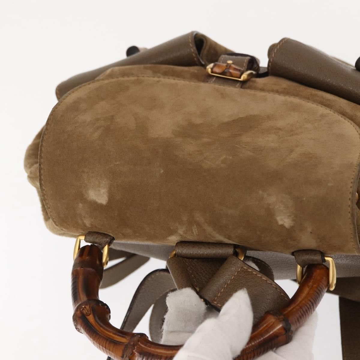 Gucci Gucci Vintage Bamboo Backpack Suede Size ONE SIZE - 16 Thumbnail