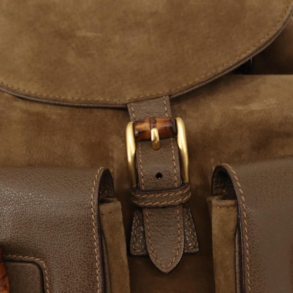 Gucci Gucci Vintage Bamboo Backpack Suede Size ONE SIZE - 13 Thumbnail