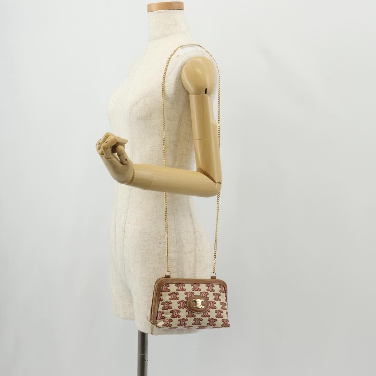 Celine Celine Triomphe Chain Shoulder Bag Triomphe Coated Canvas Size ONE SIZE - 14 Thumbnail