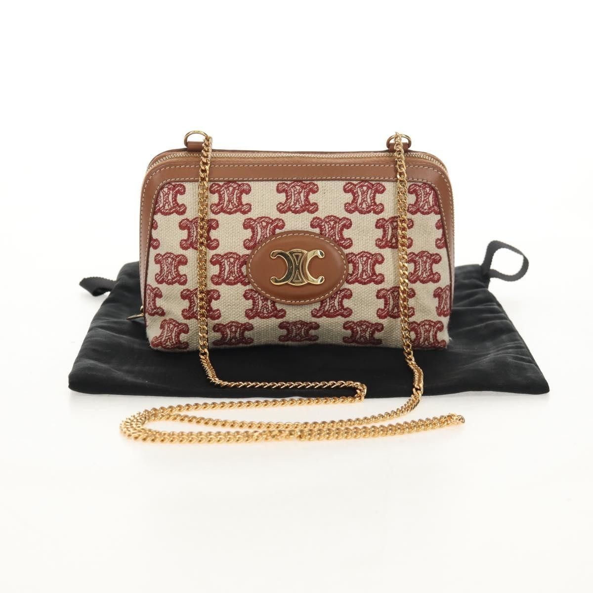 Celine Celine Triomphe Chain Shoulder Bag Triomphe Coated Canvas Size ONE SIZE - 13 Thumbnail