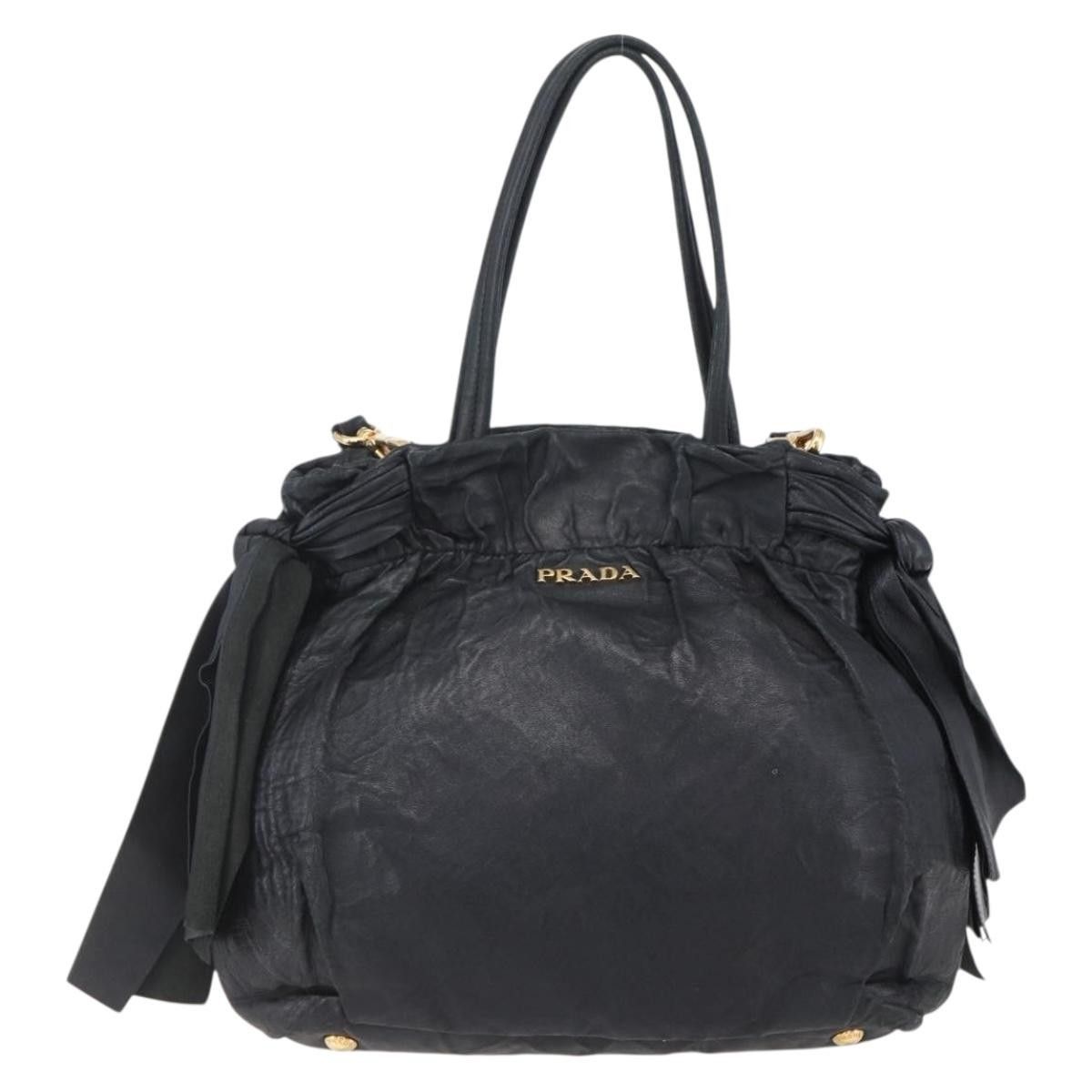 Prada Prada Bow Tie Pleated Tote Leather Size ONE SIZE - 18 Thumbnail