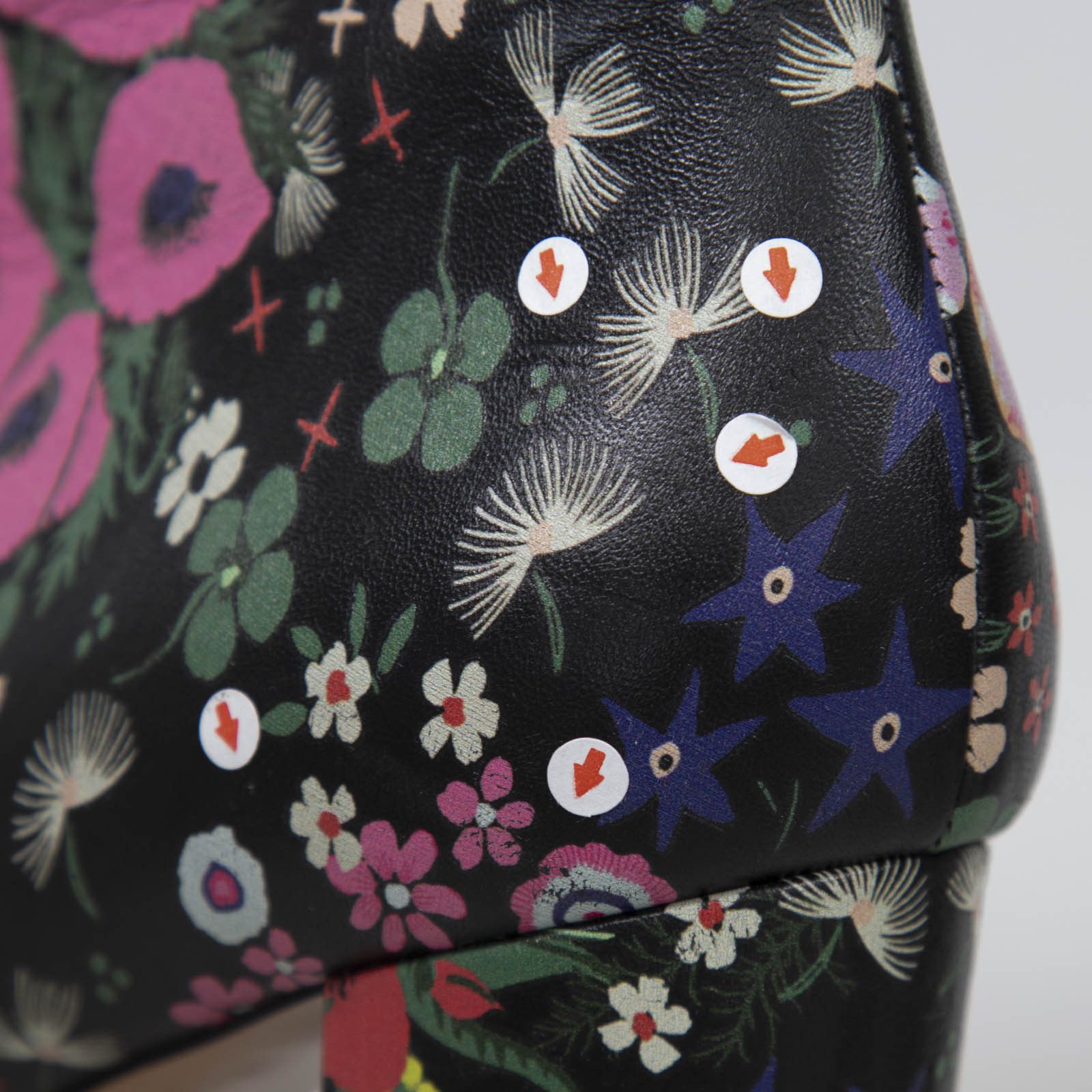 Floral Print Leather Heeled Boots