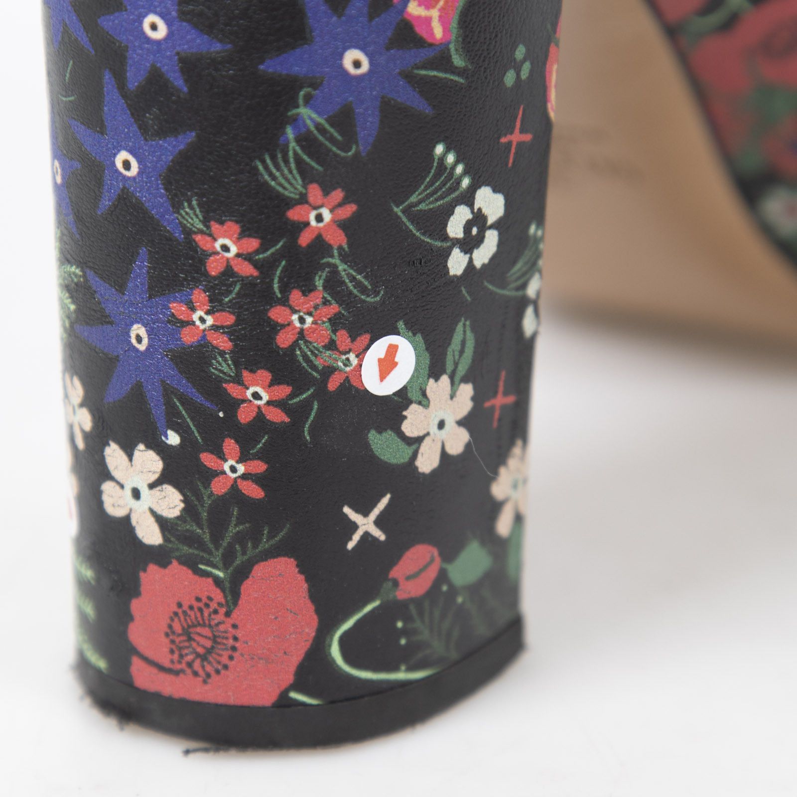 Floral Print Leather Heeled Boots