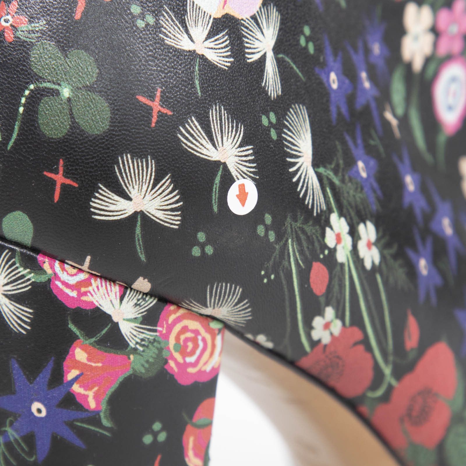 Floral Print Leather Heeled Boots