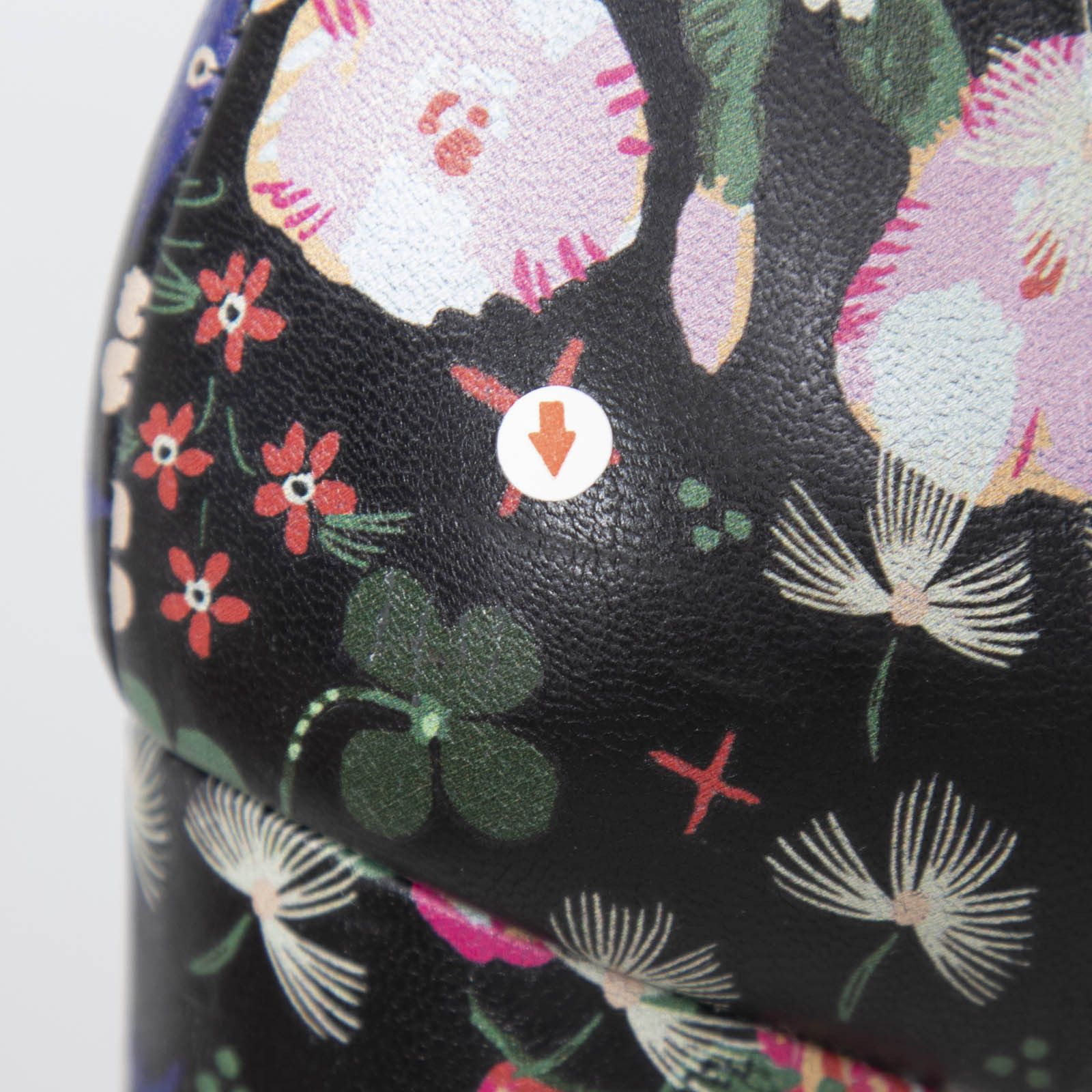 Floral Print Leather Heeled Boots