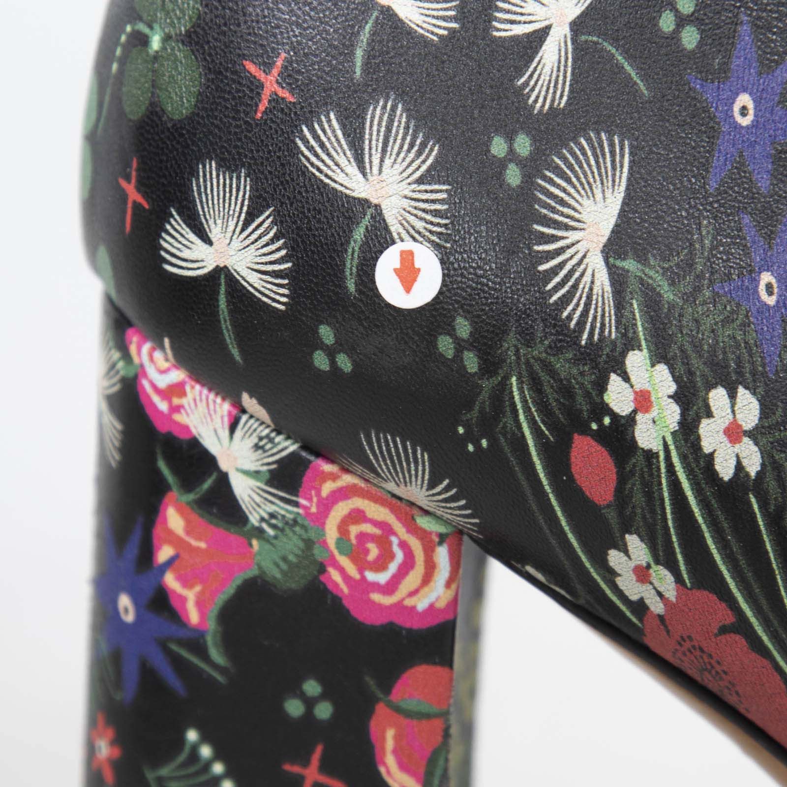 Floral Print Leather Heeled Boots