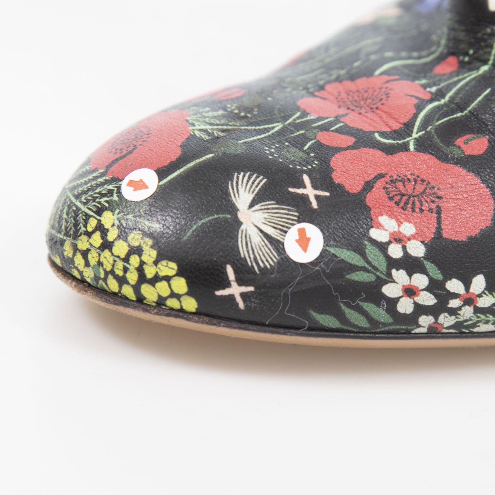 Floral Print Leather Heeled Boots