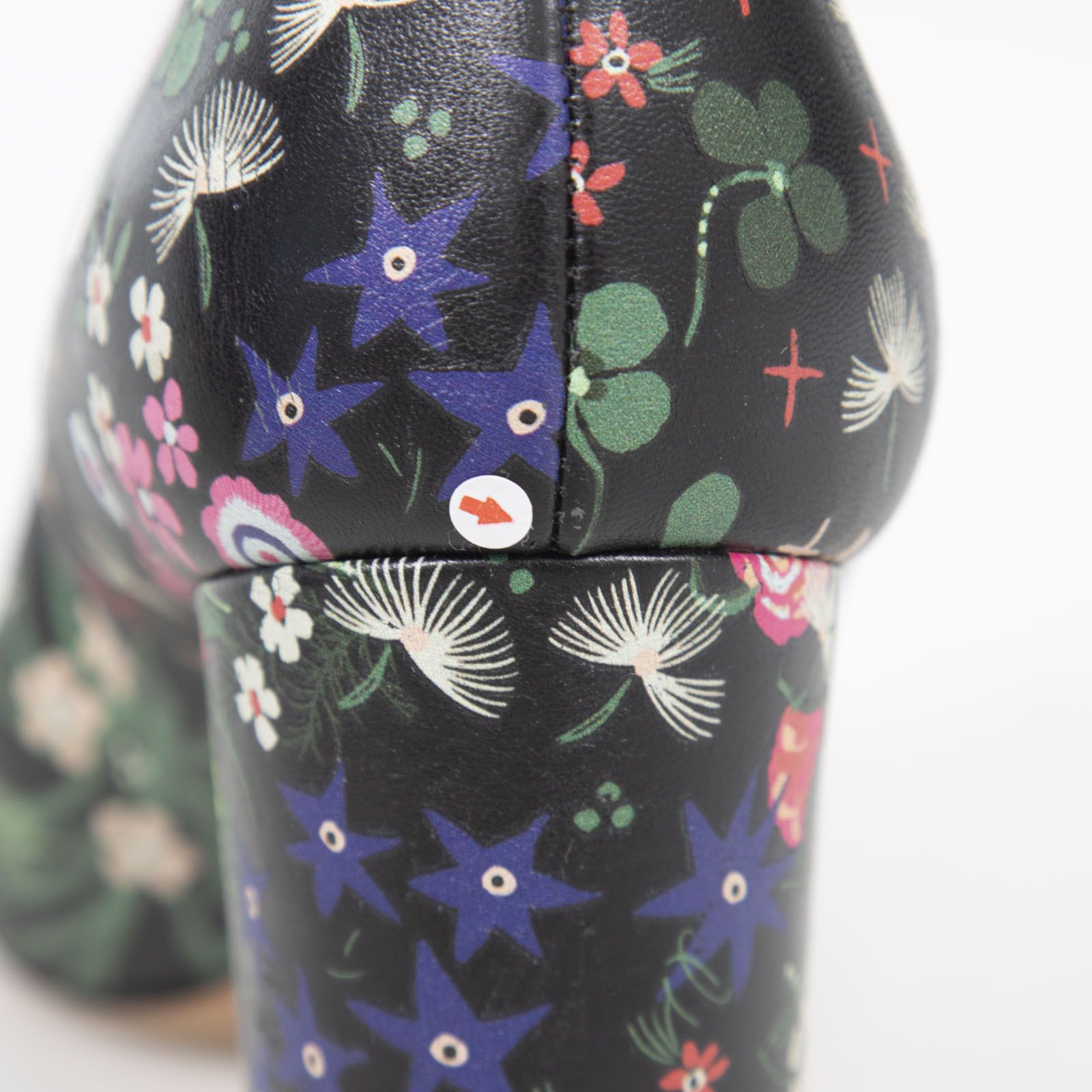 Floral Print Leather Heeled Boots