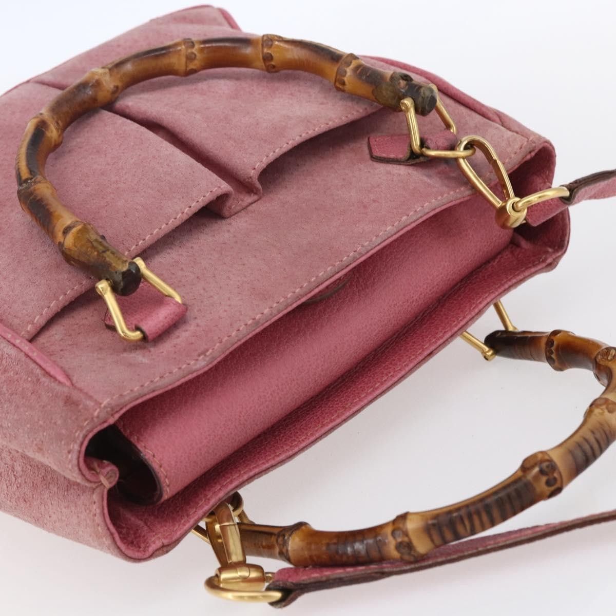 Gucci Gucci Vintage Bamboo Handle Bag Suede Size ONE SIZE - 14 Thumbnail