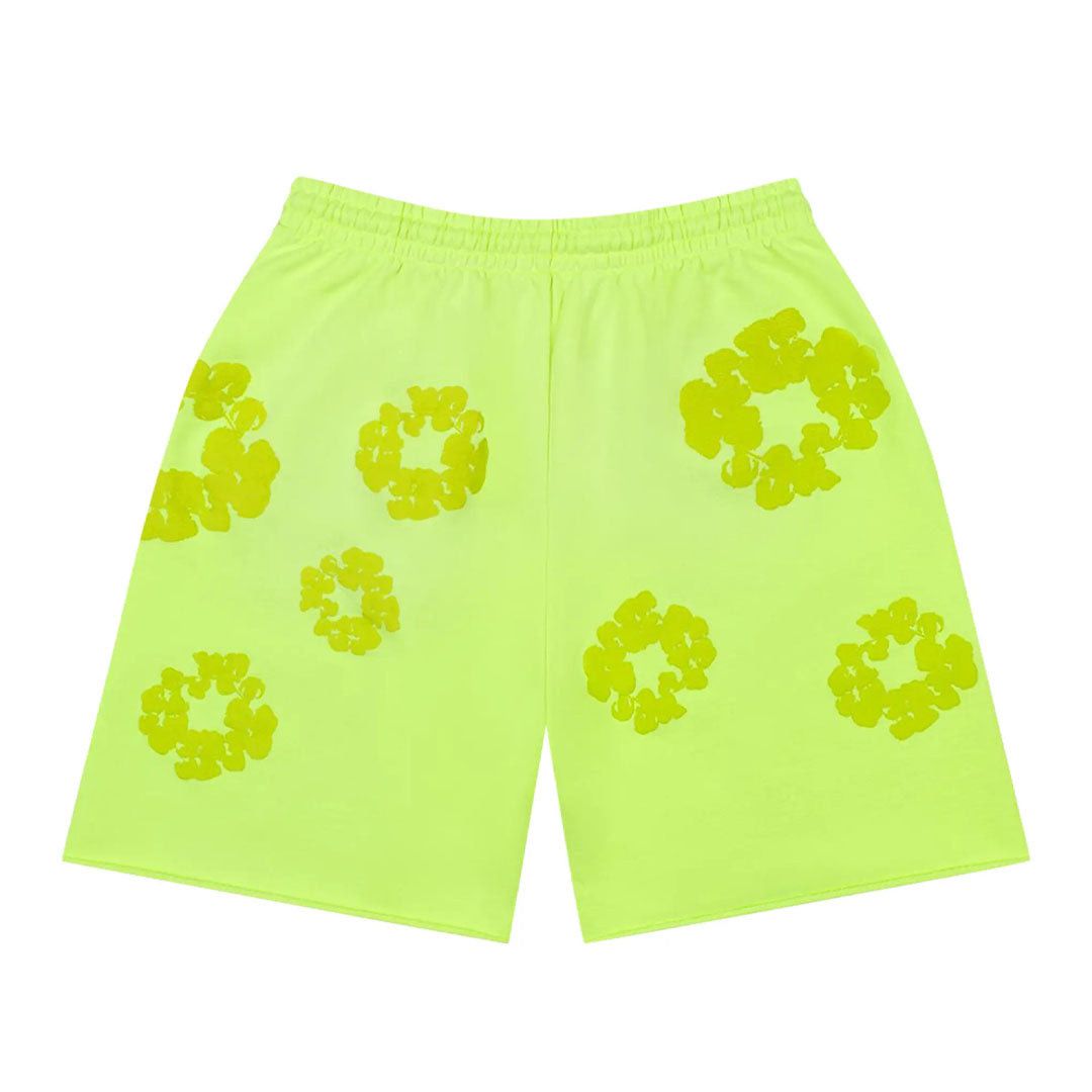DENIM TEARS Mono Cotton Wreath Sweat Shorts 'Neon Green' Size US 30 / EU 46 - 2 Thumbnail