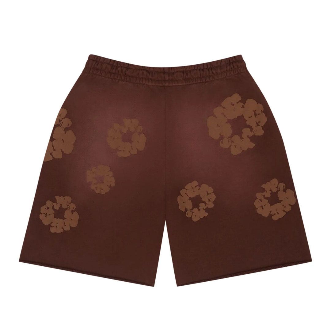 DENIM TEARS Mono Cotton Wreath Sweat Shorts 'Brown' Size US 36 / EU 52 - 2 Thumbnail