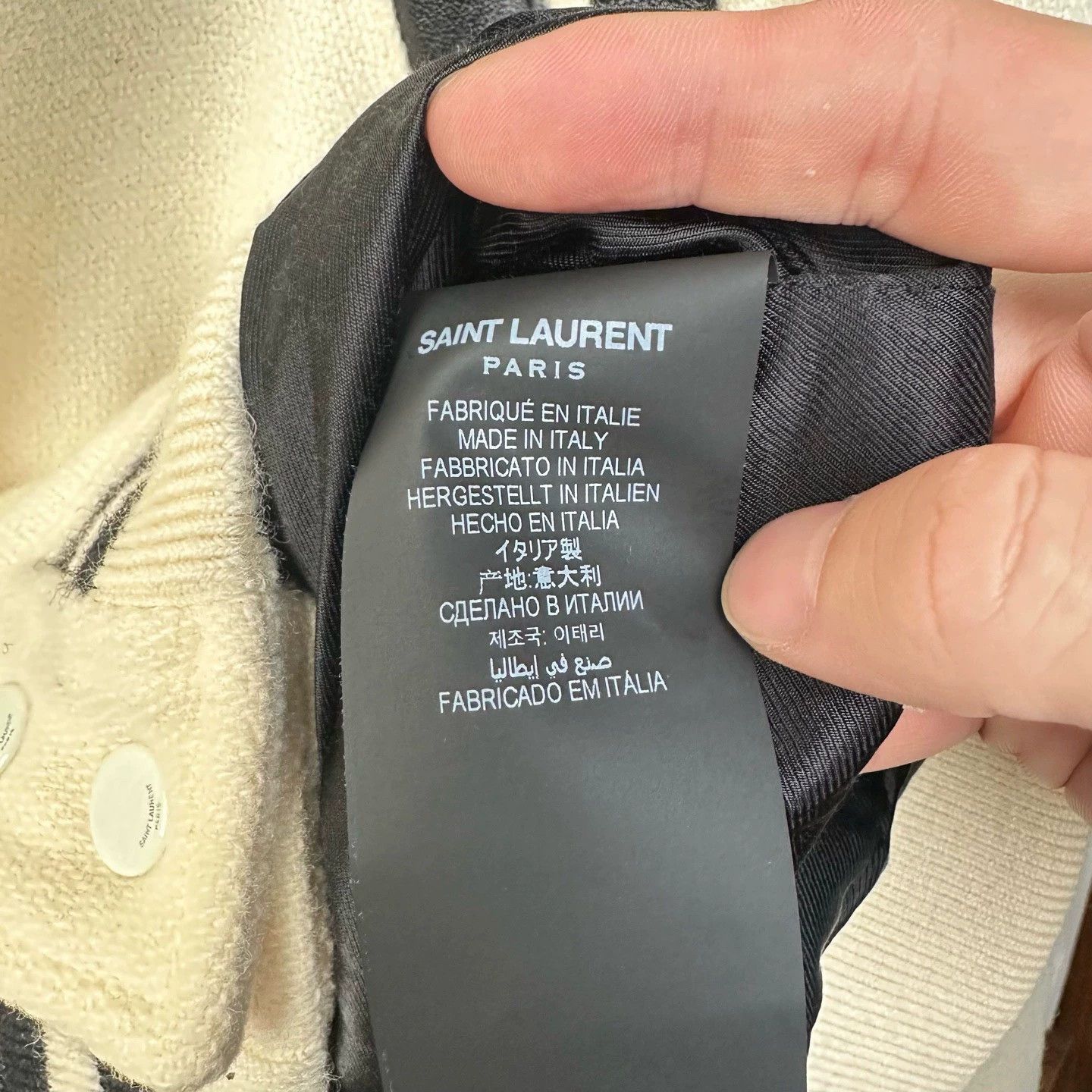 Saint Laurent Paris classic black and white wool baseball jacket Size US XXL / EU 58 / 5 - 4 Thumbnail