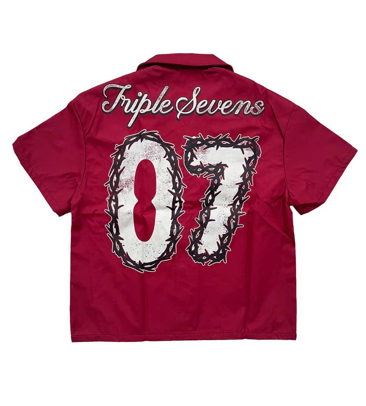 TRIPLE SEVENS Nylon Button Up Red Size US XL / EU 56 / 4 - 2 Thumbnail