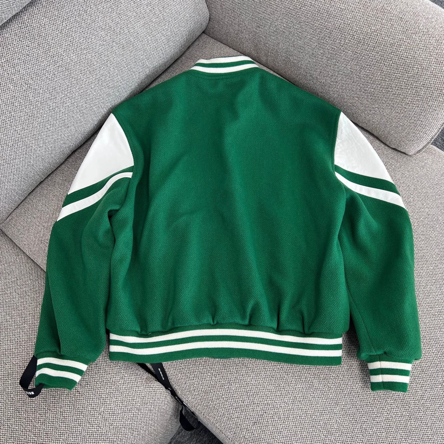 Celine Celine Green Varsity Jacket with Leather Sleeves Size US L / EU 52-54 / 3 - 2 Thumbnail