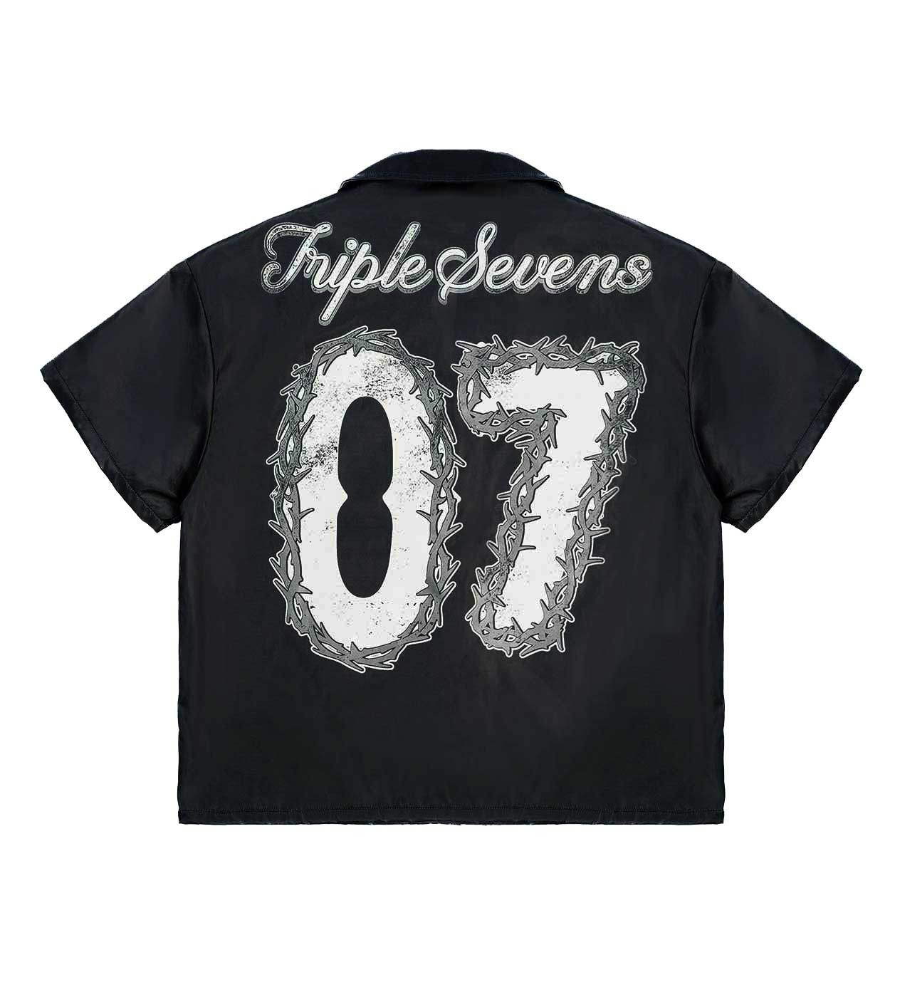 TRIPLE SEVENS Nylon Button Up Black Size US XXL / EU 58 / 5 - 2 Thumbnail