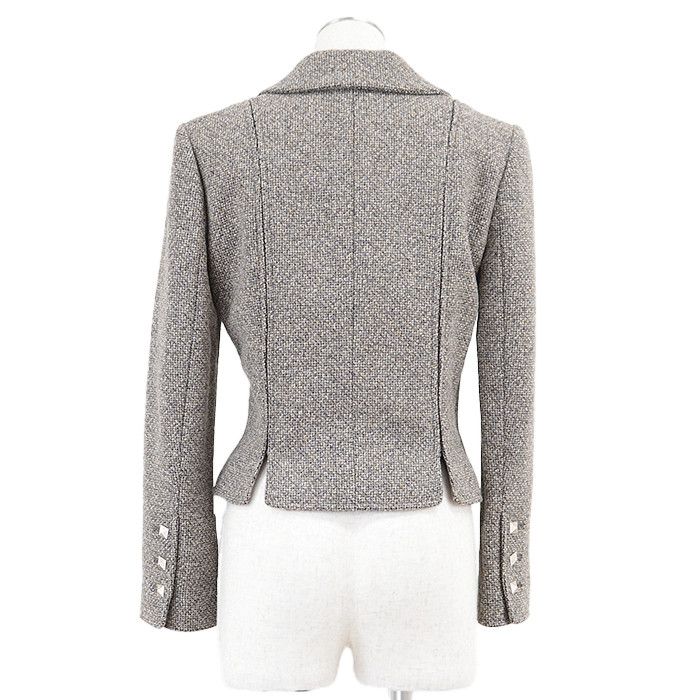 Chanel Chanel Chanel Tailored Jacket Wool Knit Jacket Leather Outerwear 03A P22217 DUTY FREE for USA Size ONE SIZE - 4 Thumbnail