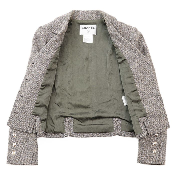 Chanel Chanel Chanel Tailored Jacket Wool Knit Jacket Leather Outerwear 03A P22217 DUTY FREE for USA Size ONE SIZE - 7 Thumbnail