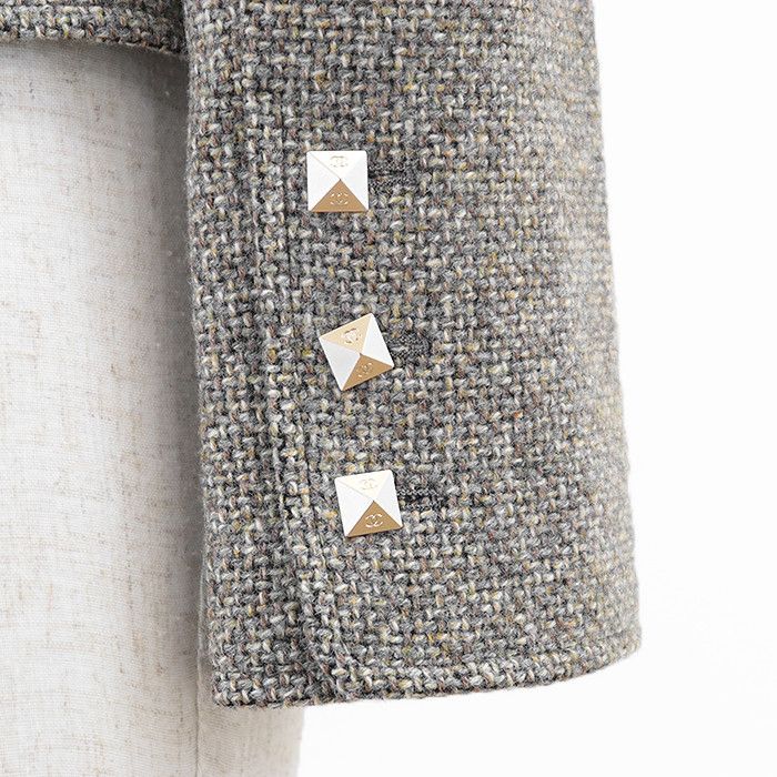 Chanel Chanel Chanel Tailored Jacket Wool Knit Jacket Leather Outerwear 03A P22217 DUTY FREE for USA Size ONE SIZE - 6 Thumbnail