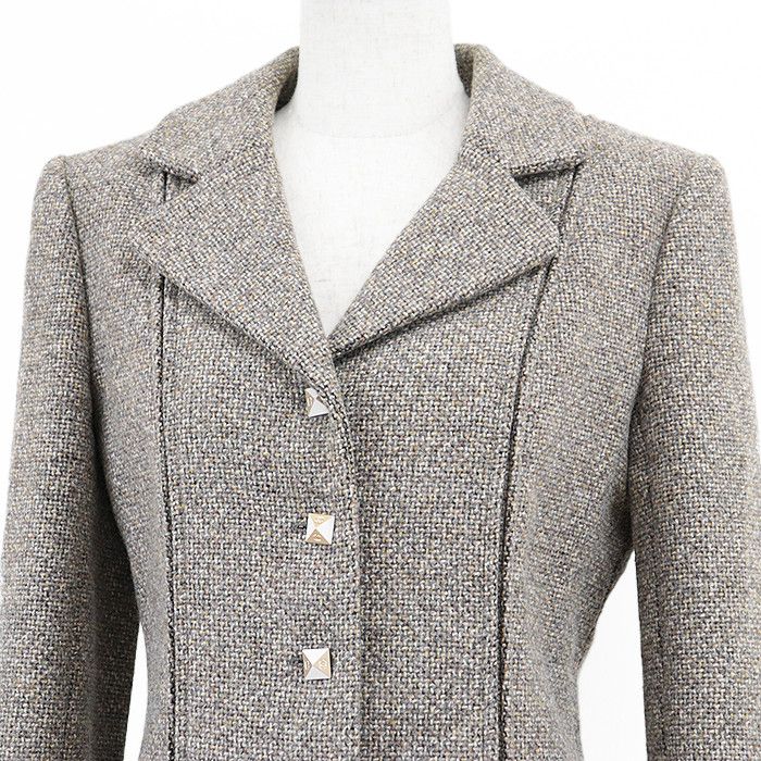 Chanel Chanel Chanel Tailored Jacket Wool Knit Jacket Leather Outerwear 03A P22217 DUTY FREE for USA Size ONE SIZE - 2 Thumbnail