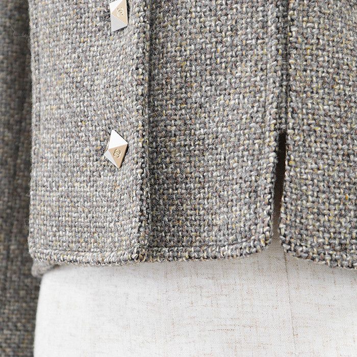 Chanel Chanel Chanel Tailored Jacket Wool Knit Jacket Leather Outerwear 03A P22217 DUTY FREE for USA Size ONE SIZE - 3 Thumbnail