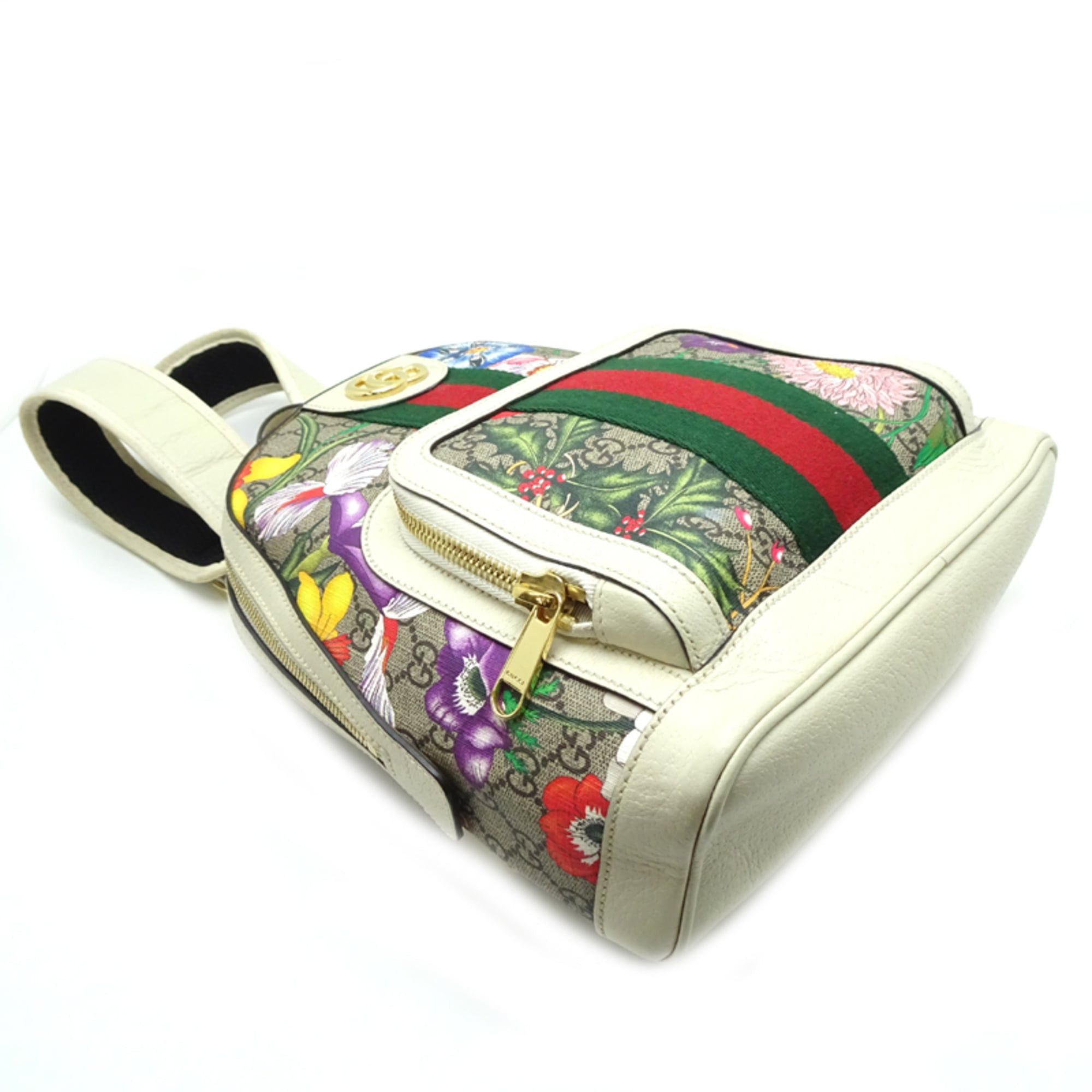 Gucci Gucci Floral Backpack, Women's Backpack/Daypack, 547965, GG Supreme, Beige Size ONE SIZE - 3 Thumbnail