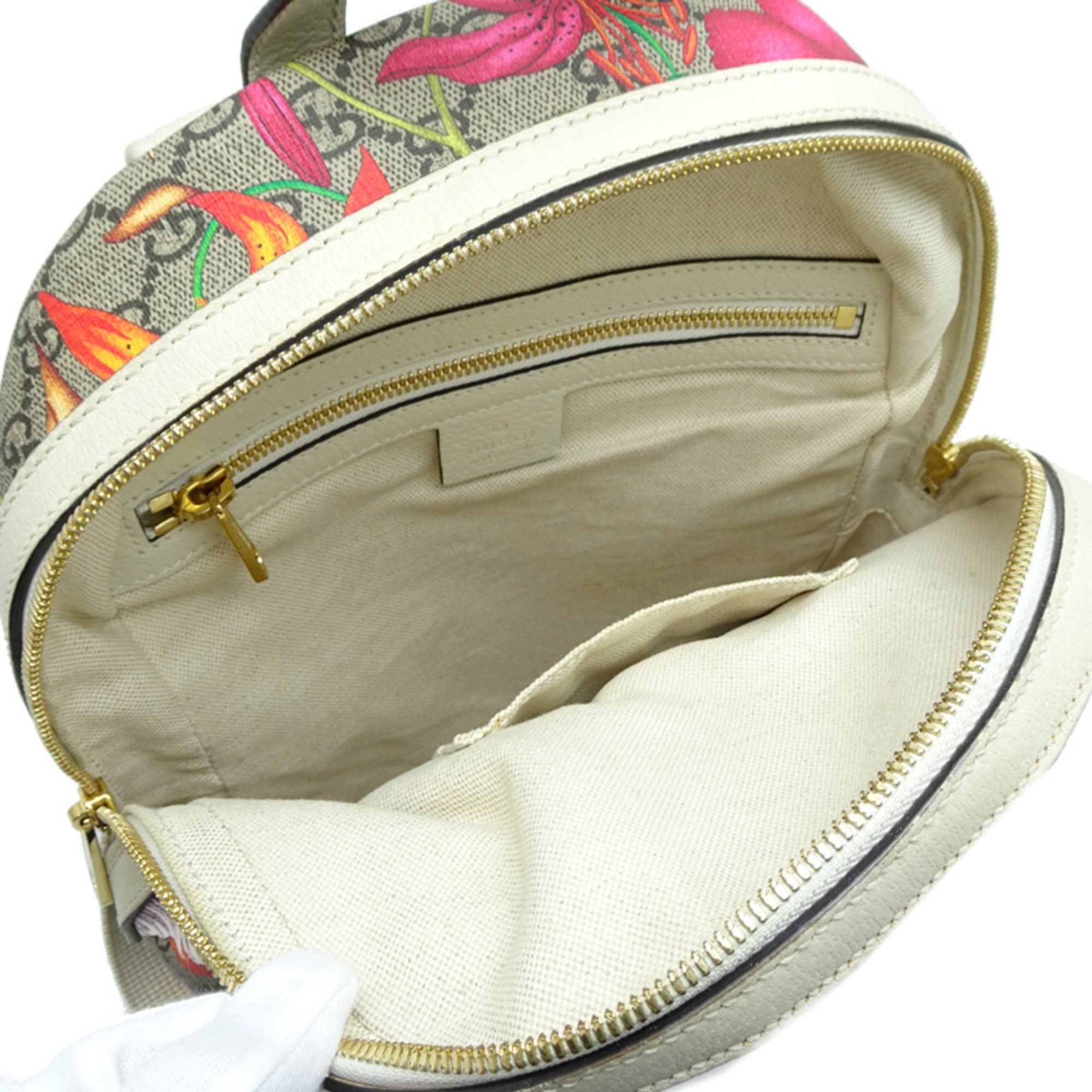 Gucci Gucci Floral Backpack, Women's Backpack/Daypack, 547965, GG Supreme, Beige Size ONE SIZE - 6 Thumbnail