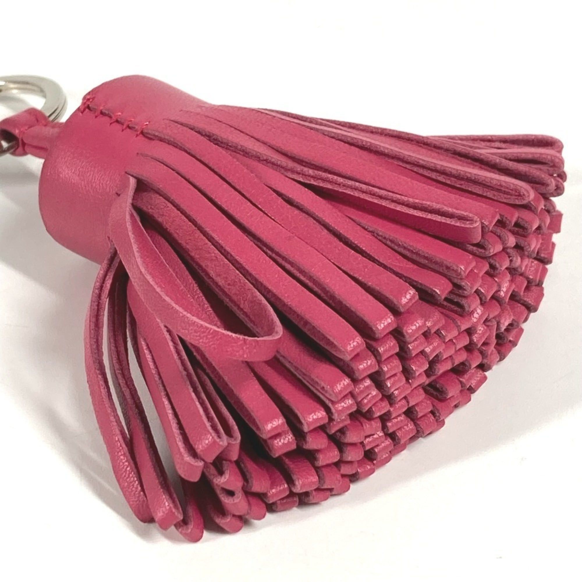 Hermes HERMES Fringe Tassel Carmen Bag Charm Keychain Leather and Metal for Men Women, Pink Size ONE SIZE - 2 Thumbnail