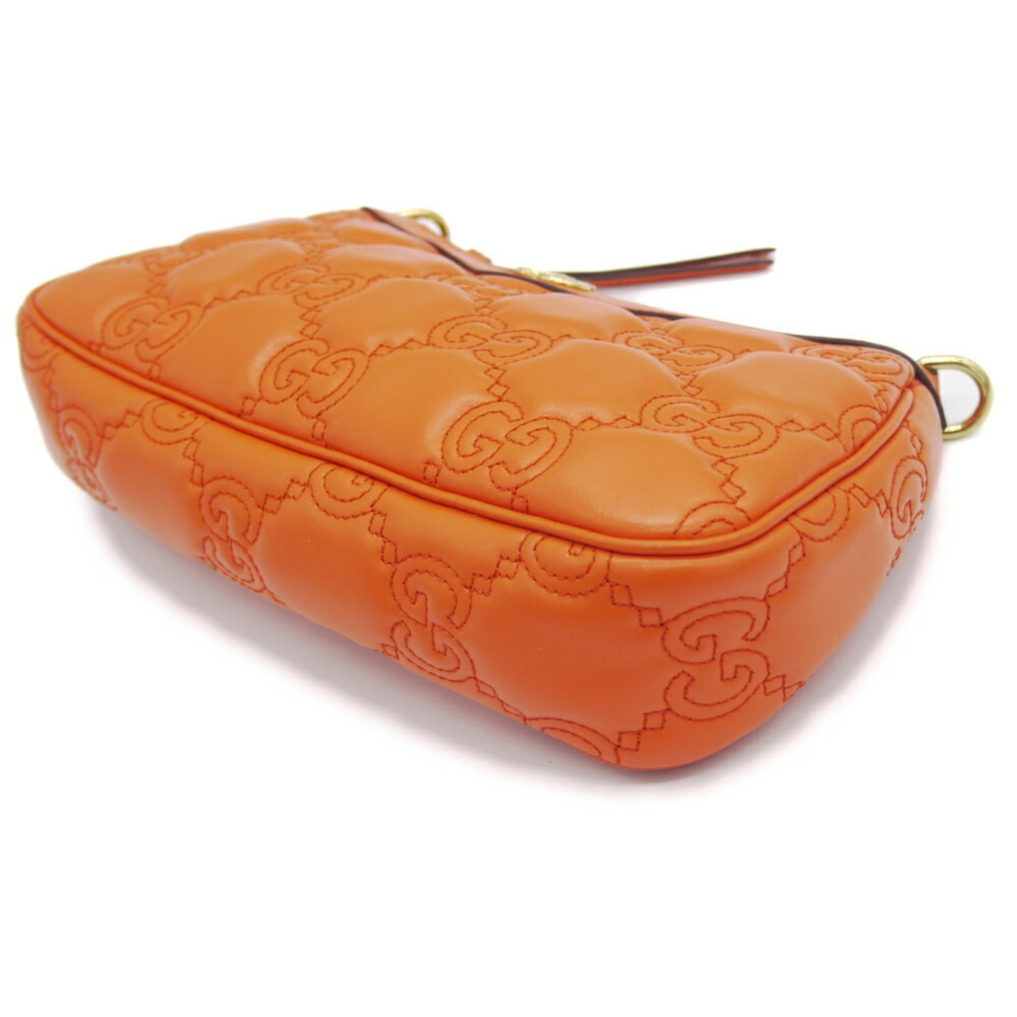 Gucci GUCCI GG Matelasse Leather Handbag Chain Shoulder Bag 341504 493075 Orange Size ONE SIZE - 4 Thumbnail