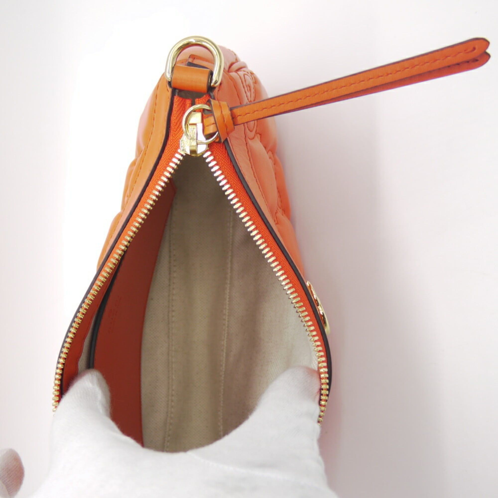 Gucci GUCCI GG Matelasse Leather Handbag Chain Shoulder Bag 341504 493075 Orange Size ONE SIZE - 7 Thumbnail