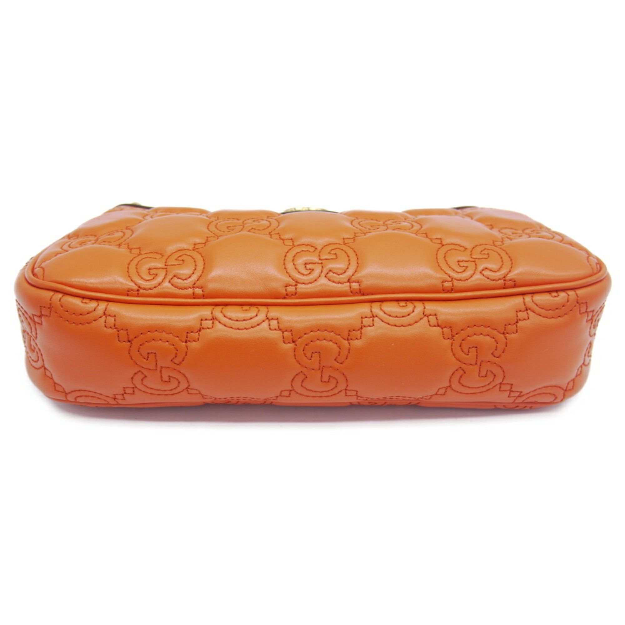Gucci GUCCI GG Matelasse Leather Handbag Chain Shoulder Bag 341504 493075 Orange Size ONE SIZE - 3 Thumbnail