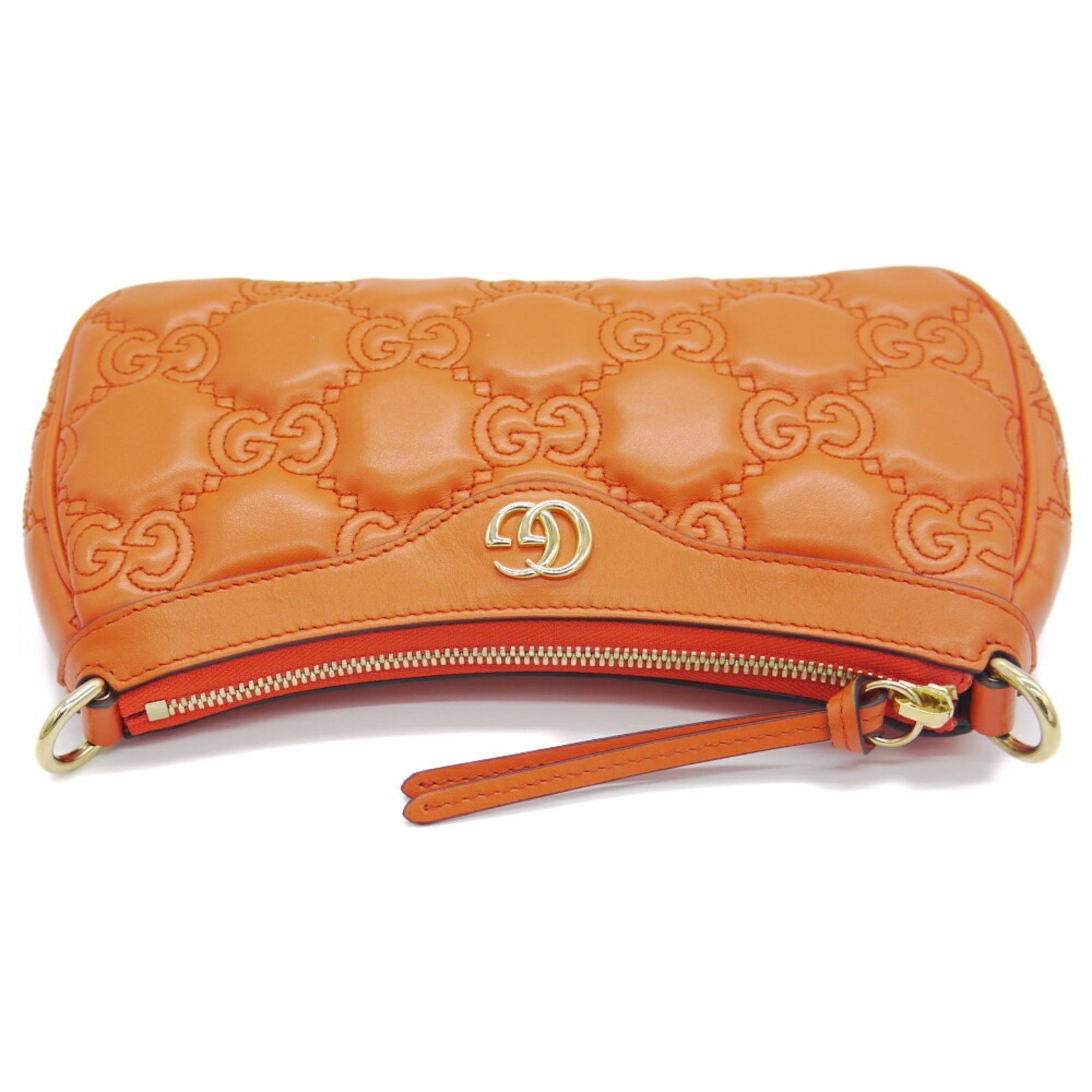 Gucci GUCCI GG Matelasse Leather Handbag Chain Shoulder Bag 341504 493075 Orange Size ONE SIZE - 6 Thumbnail