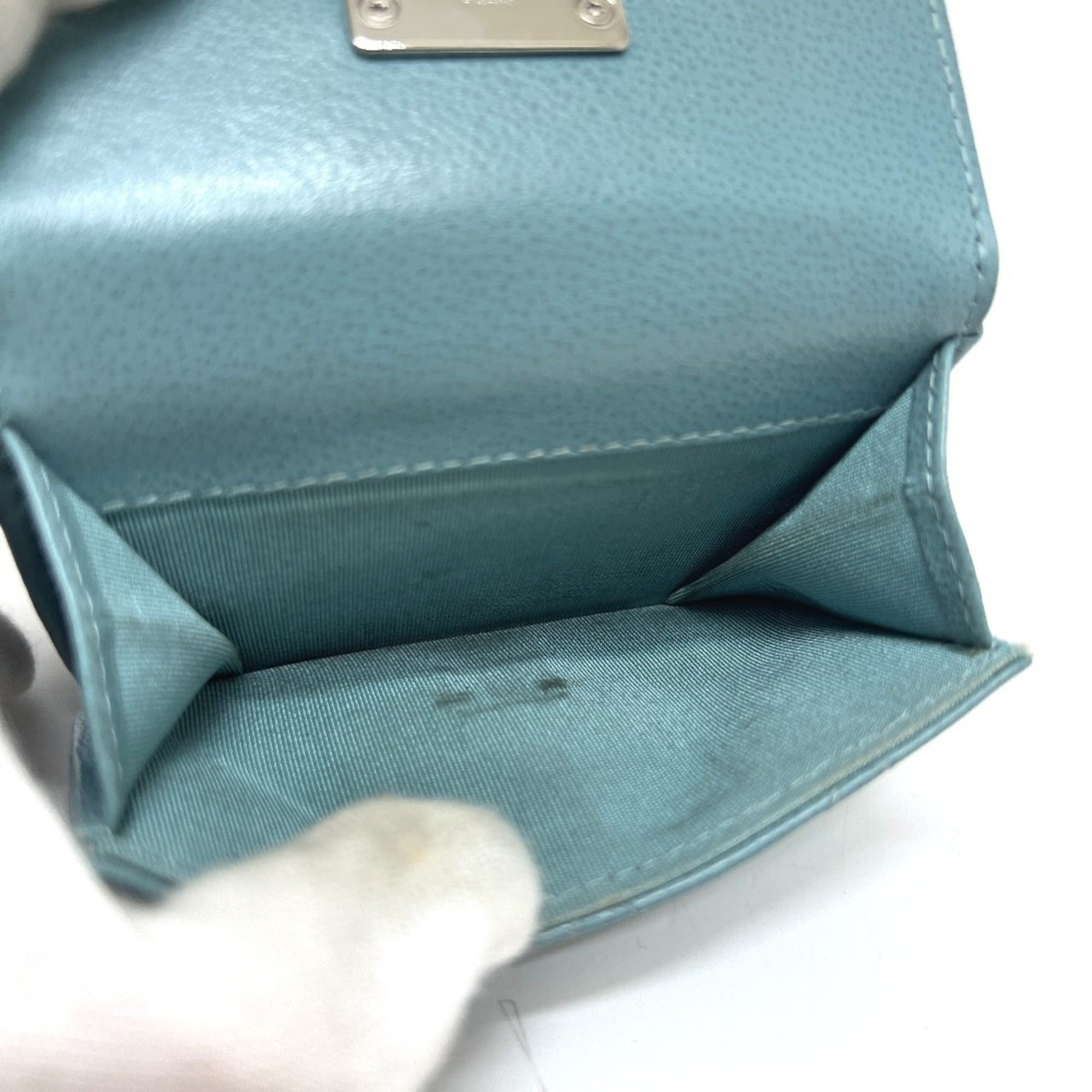 Chanel CHANEL Push Lock Half Coco Mark Compact Wallet, Tri-fold Leather Women's, Light Blue Size ONE SIZE - 9 Thumbnail