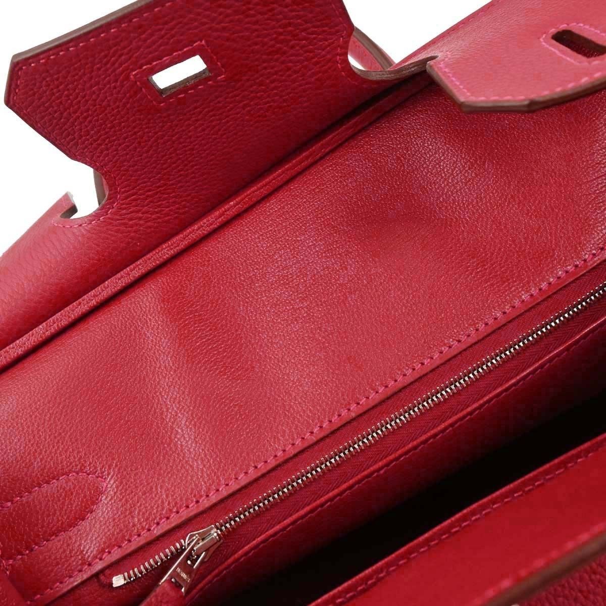 Hermes Hermes Birkin Handbag Red Togo with Palladium Hardware Size ONE SIZE - 8 Thumbnail
