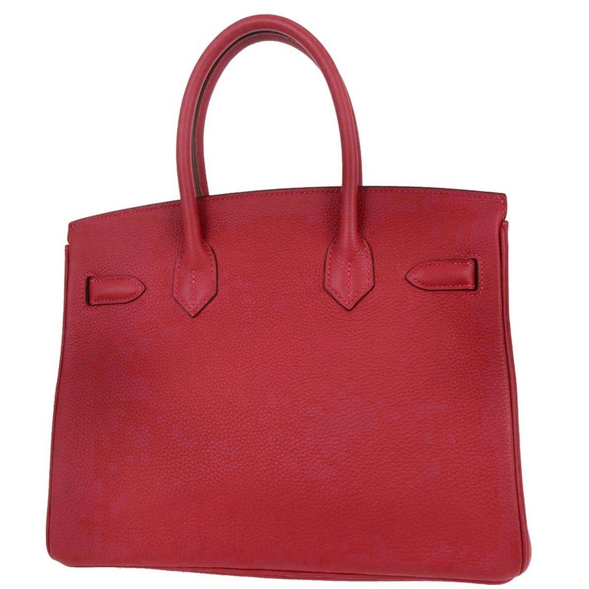 Hermes Hermes Birkin Handbag Red Togo with Palladium Hardware Size ONE SIZE - 2 Thumbnail