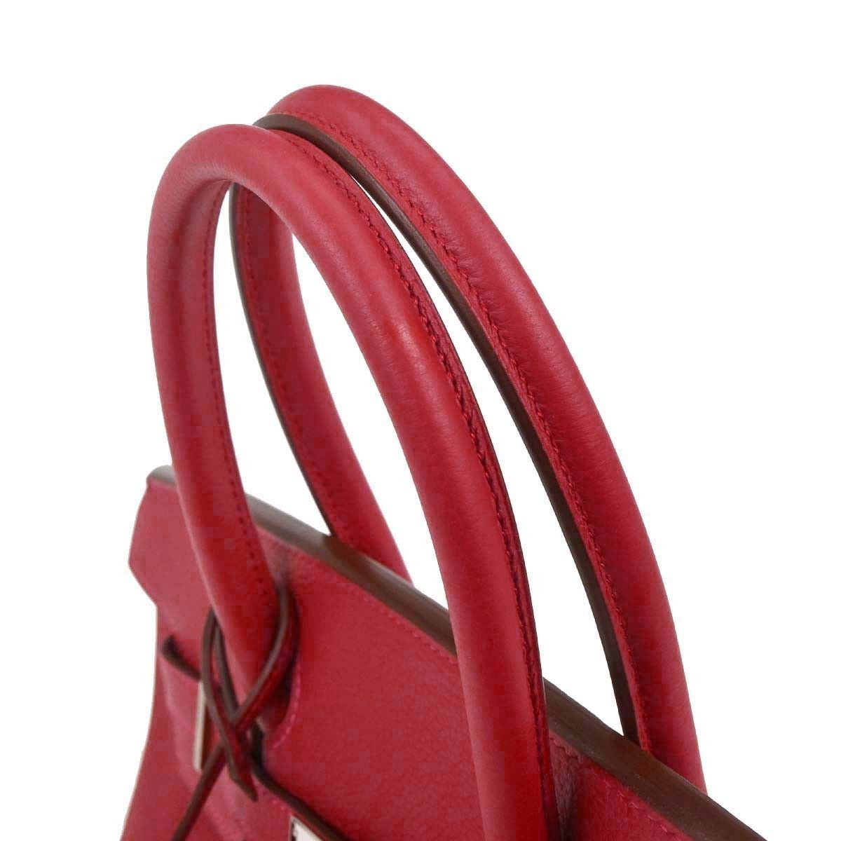 Hermes Hermes Birkin Handbag Red Togo with Palladium Hardware Size ONE SIZE - 3 Thumbnail